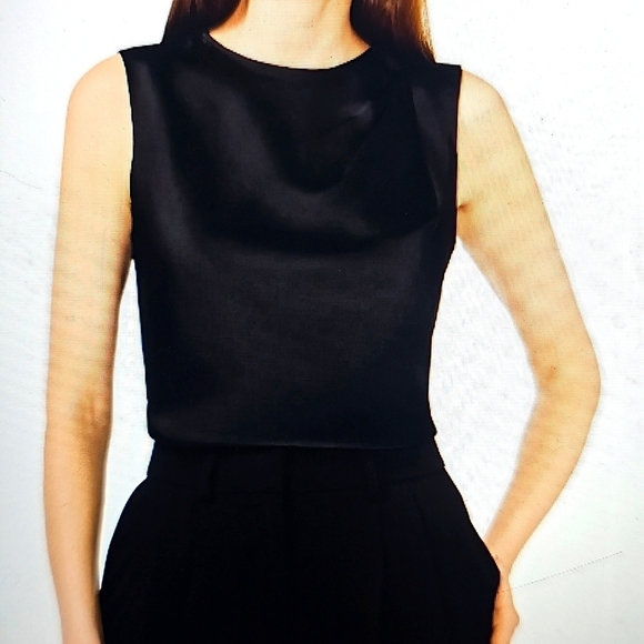 NWT Halogen Single Pleat Sleeveless Satin Shell Black. SIZE 2X - Picture 1 of 15